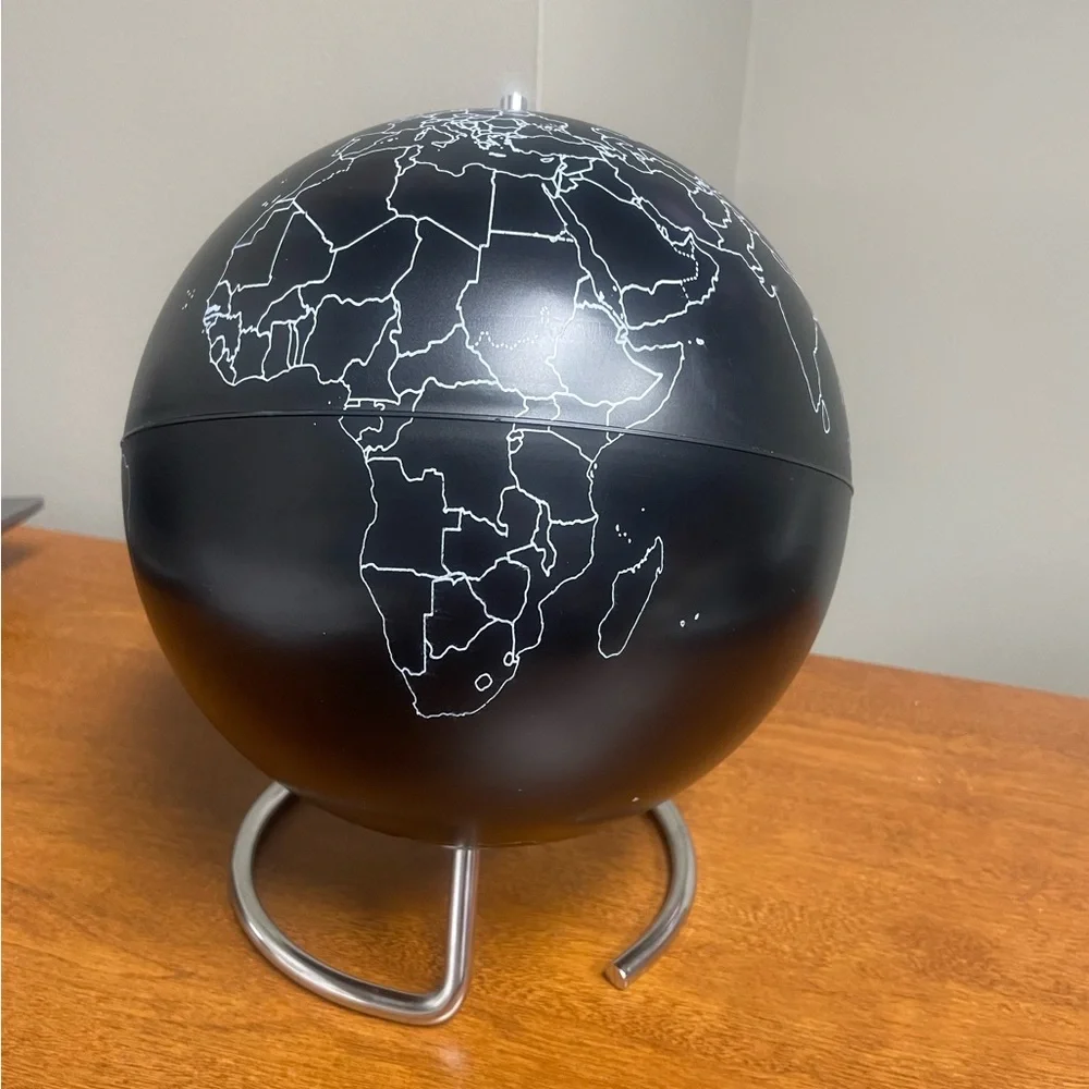 Black and Silver Decorative 10” World Globe Accent Map Student/Office Decor
